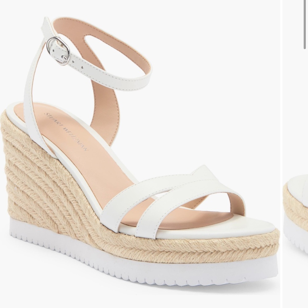 Stuart Weitzman White Espadrille Wedge Sandals size 7 NEW - Picture 2 of 5